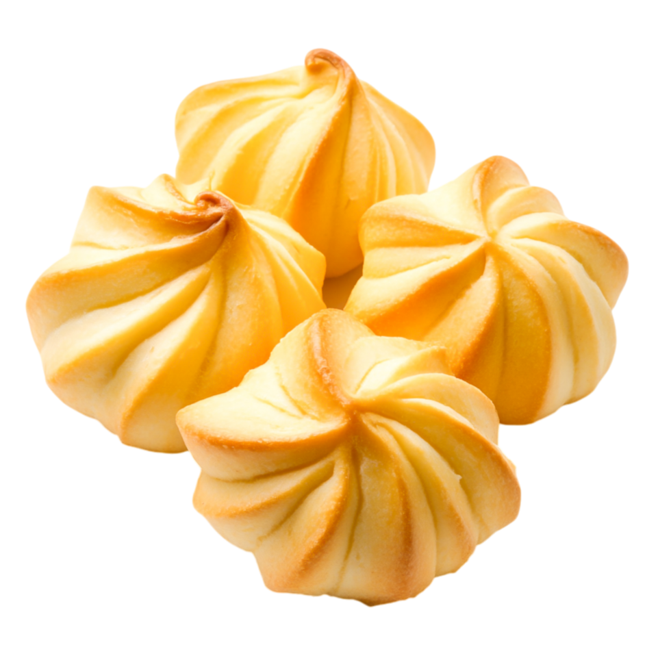 Delicious Creamy Meringue Cookies with Unique Swirl Design and Soft Texture png