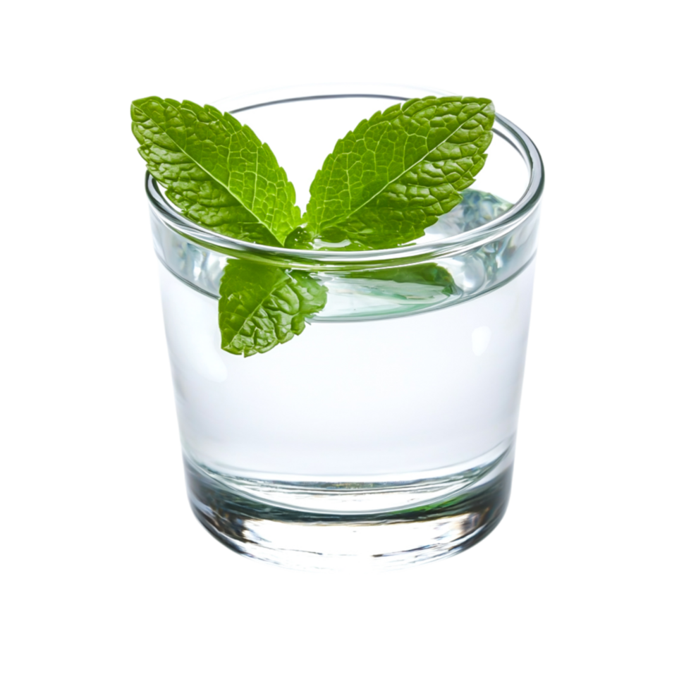 Refreshing Clear Water in Glass with Fresh Mint Leaves for Healthy Drink Concept png