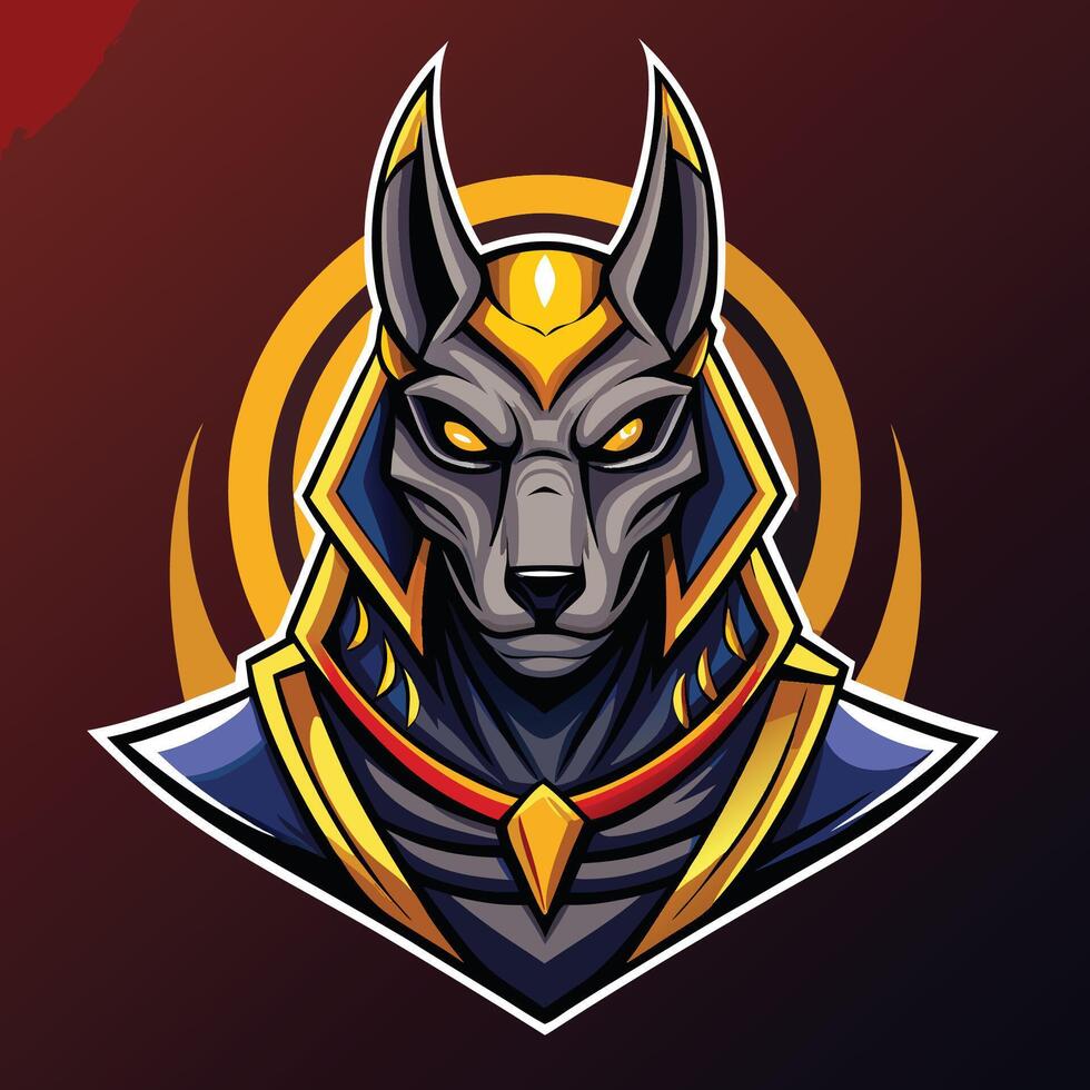 Eye Catching eSports Logo and Streamer Template Featuring Ancient Egyptian God Anubis vector