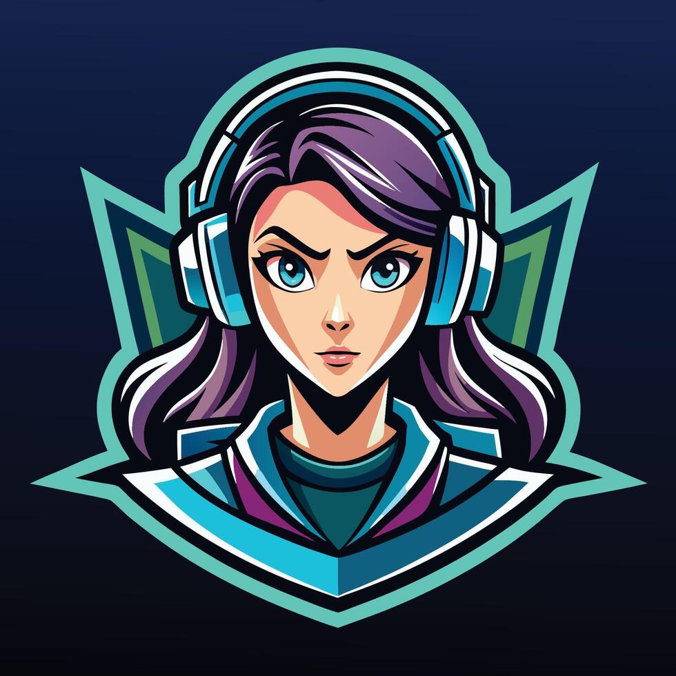 Girl Gamer Mascot Logo with Modern and Playful Design vector