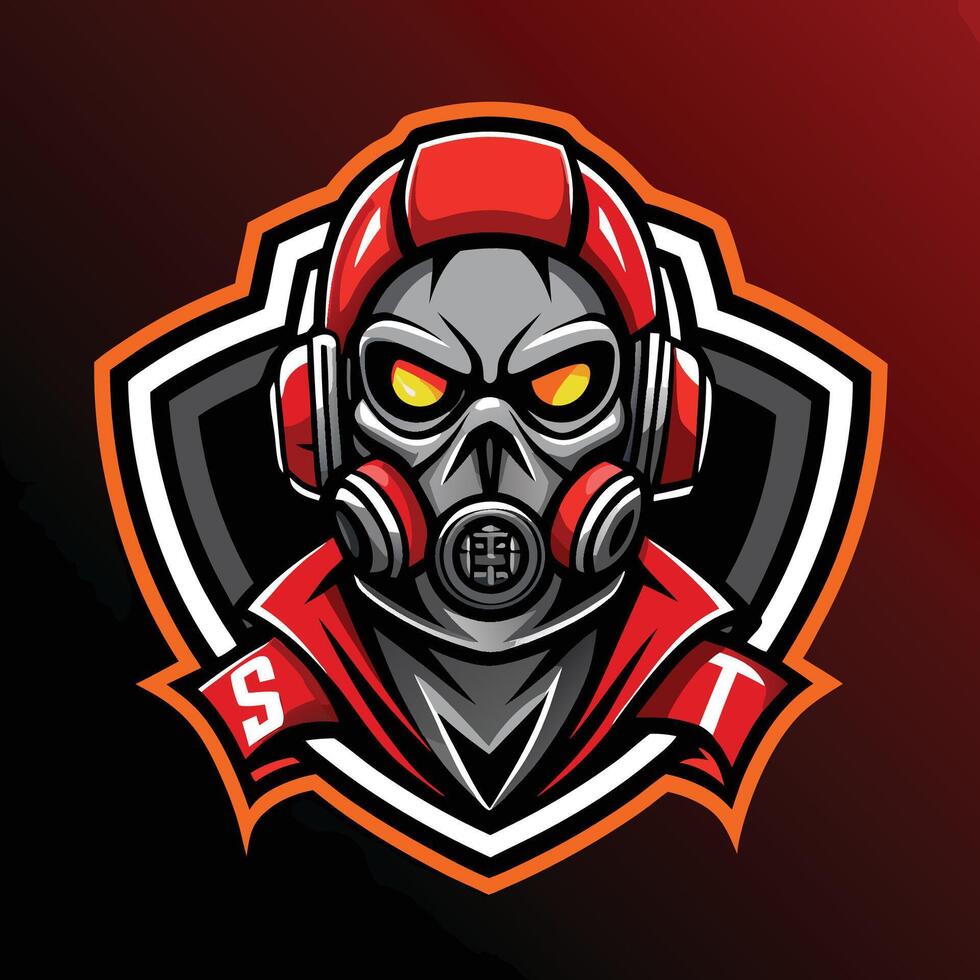 Mascot Gaming Logo Featuring a Gas Mask and Sporty Design vector