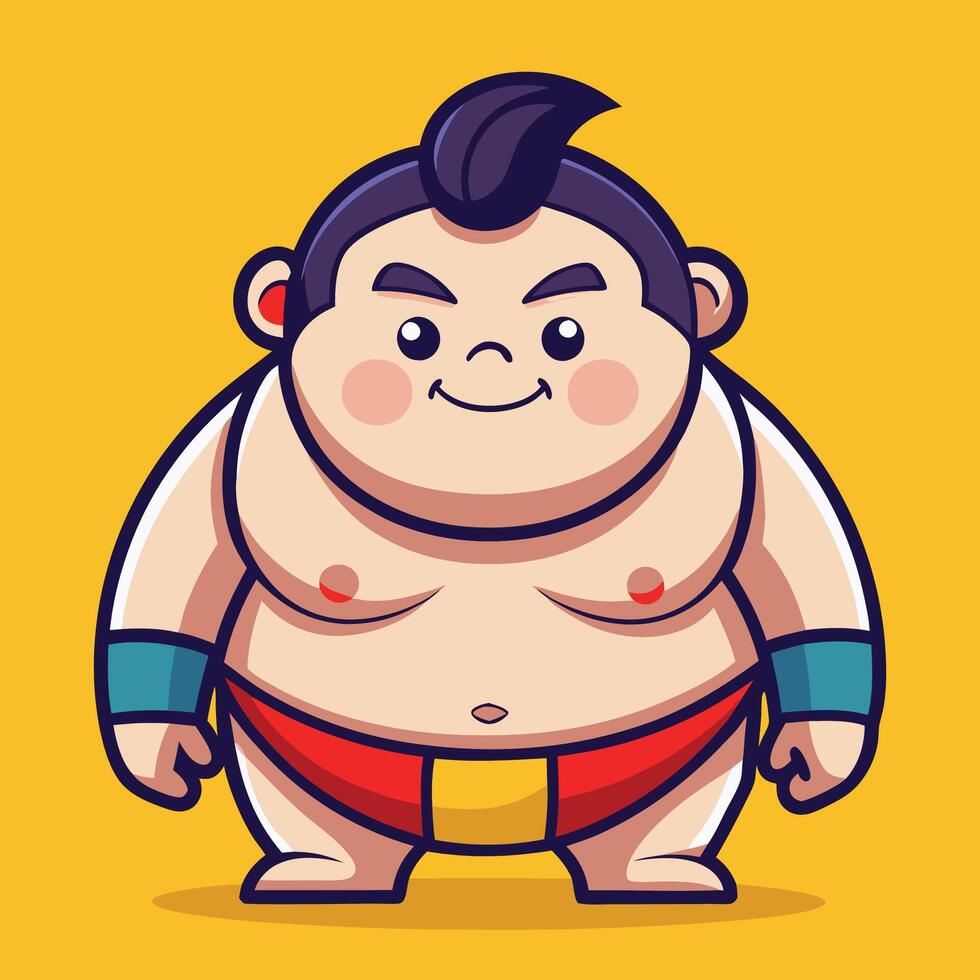 Adorable Sumo Mascot Cartoon Character Logo Illustration vector