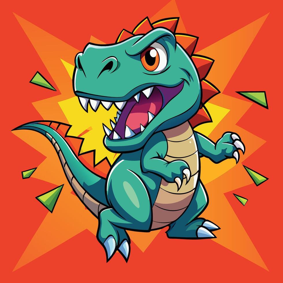 Cartoon Mascots of Mighty Tyrannosaurus Rex and Agile Raptors vector