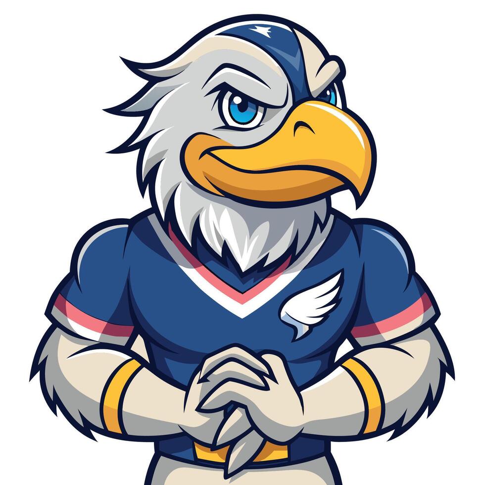 Cartoon Mascot Featuring an Eagle Ready for a Softball Game vector