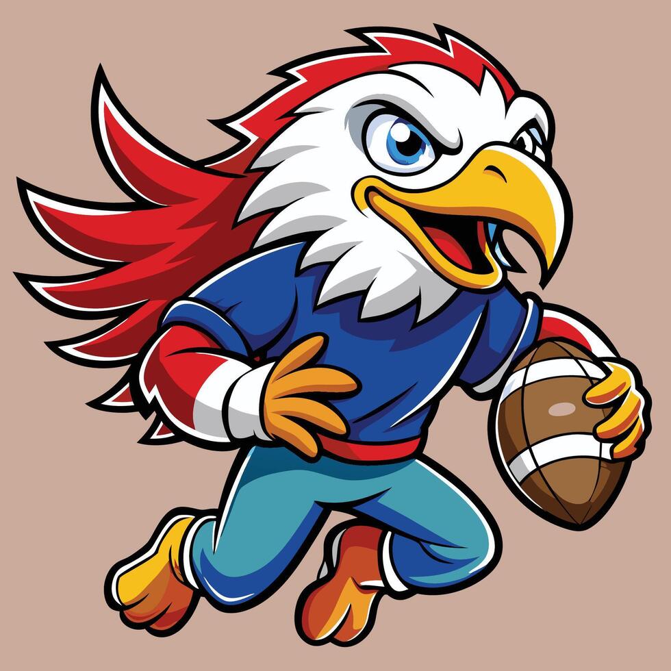 American Eagle Bird Mascots Charging Onto the Football Field vector