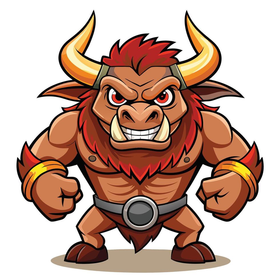 Ferocious Minotaur Bull Charging Through the Darkness vector