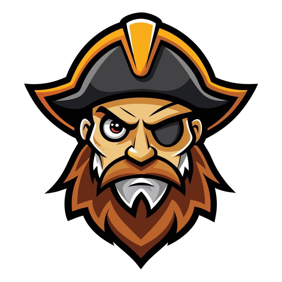 Ferocious Pirate Captain with Hat and Eye Patch vector