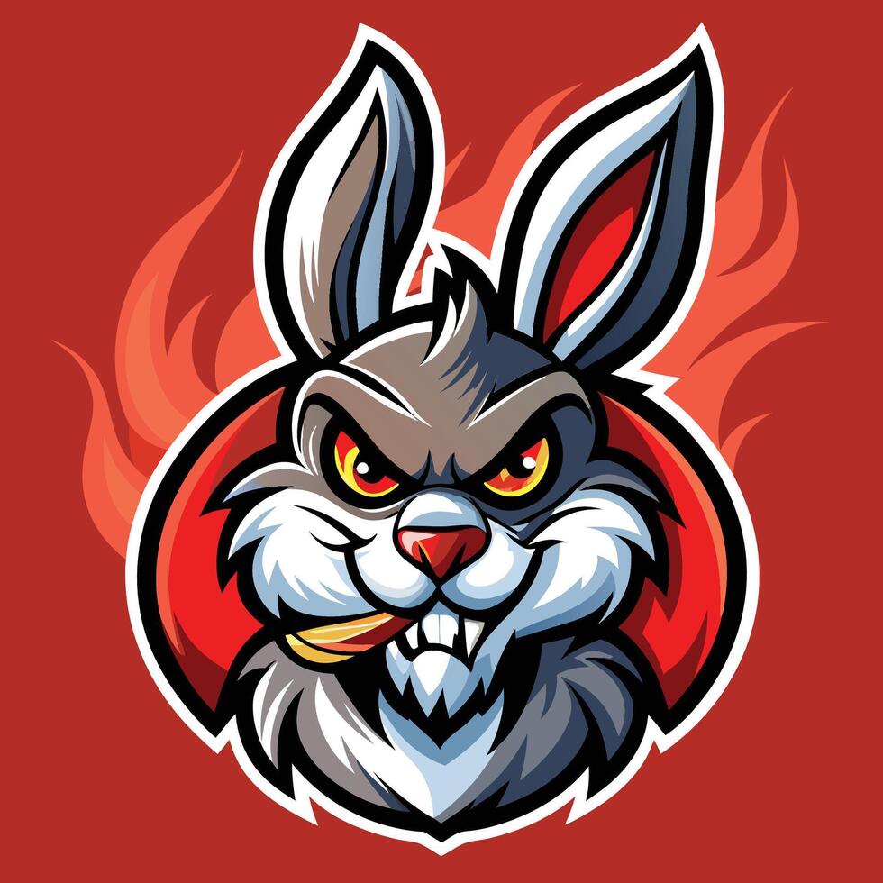 Irate Rabbit Mascot Logo with Cigarette in Mouth vector