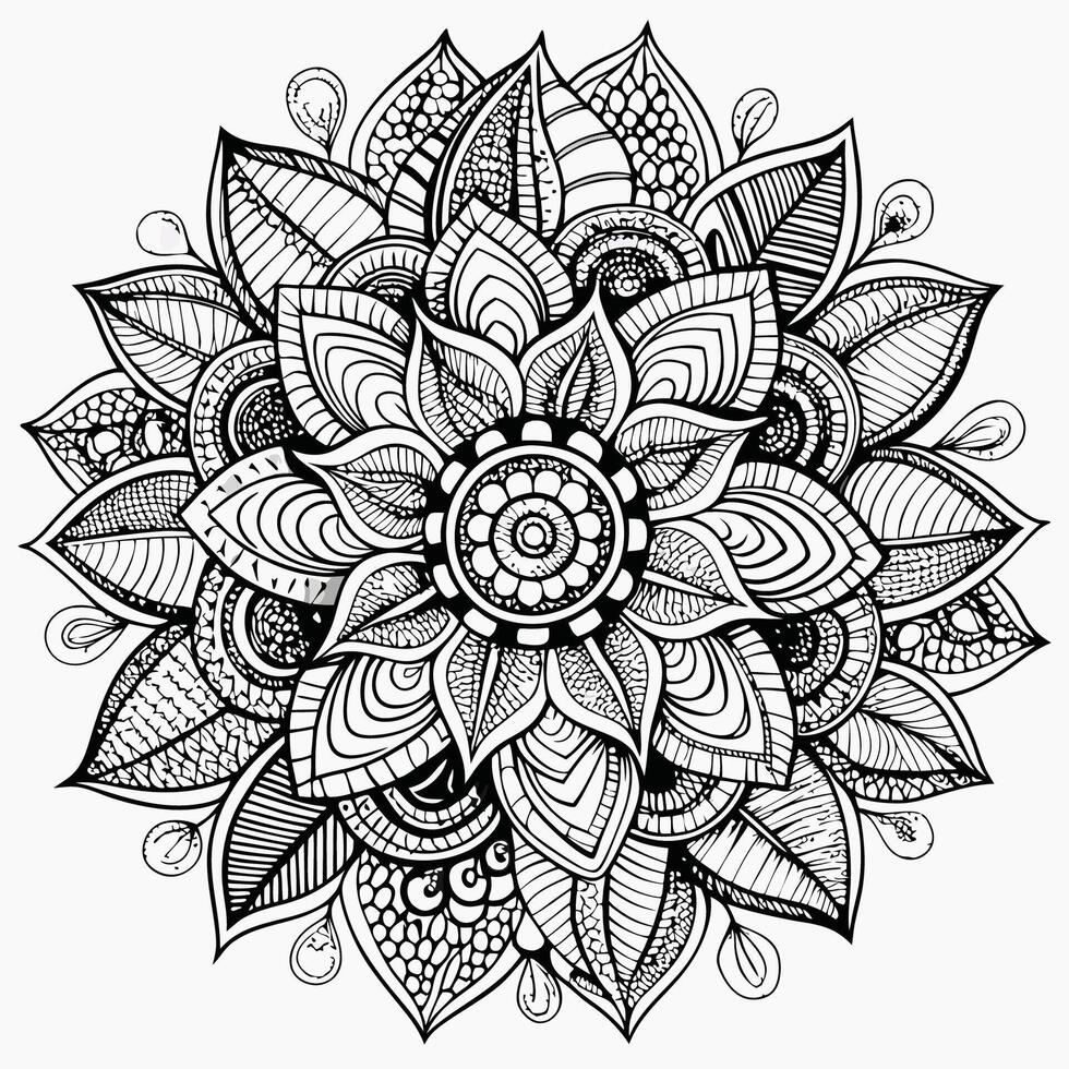 Intricate Hand Drawn Zentangle Floral Background for Coloring Enthusiasts vector