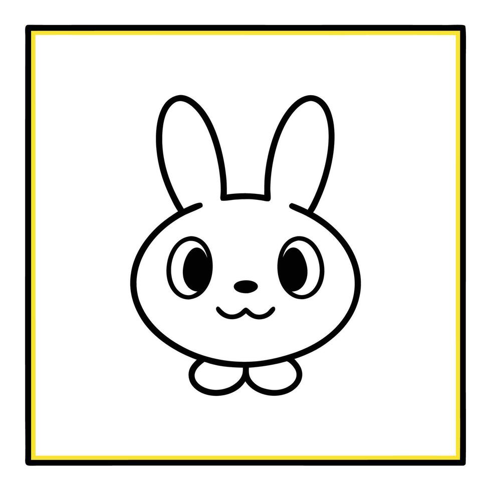Adorable Rabbit Cartoon with Cute Frame on a Yellow Background vector
