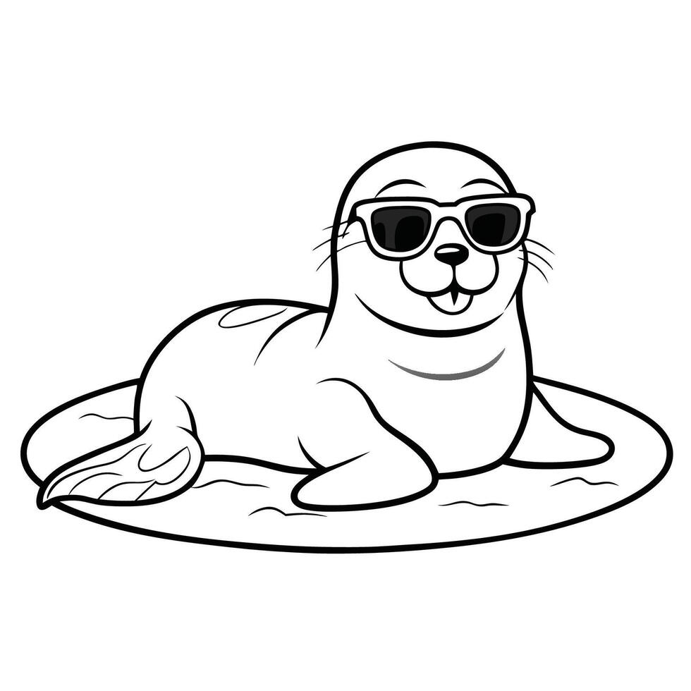 Sunglasses Wearing Seal Chilling on the Icy Plains vector