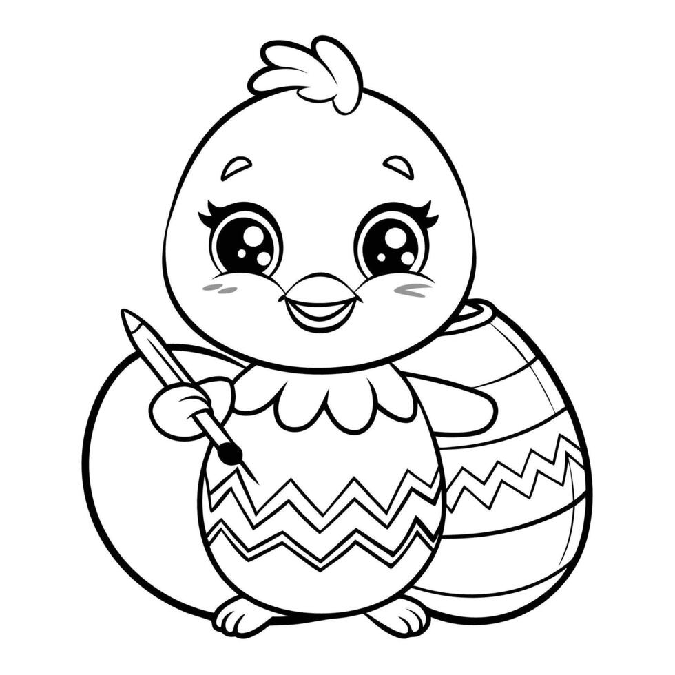Easter Egg Decoration by a Delighted Chick vector