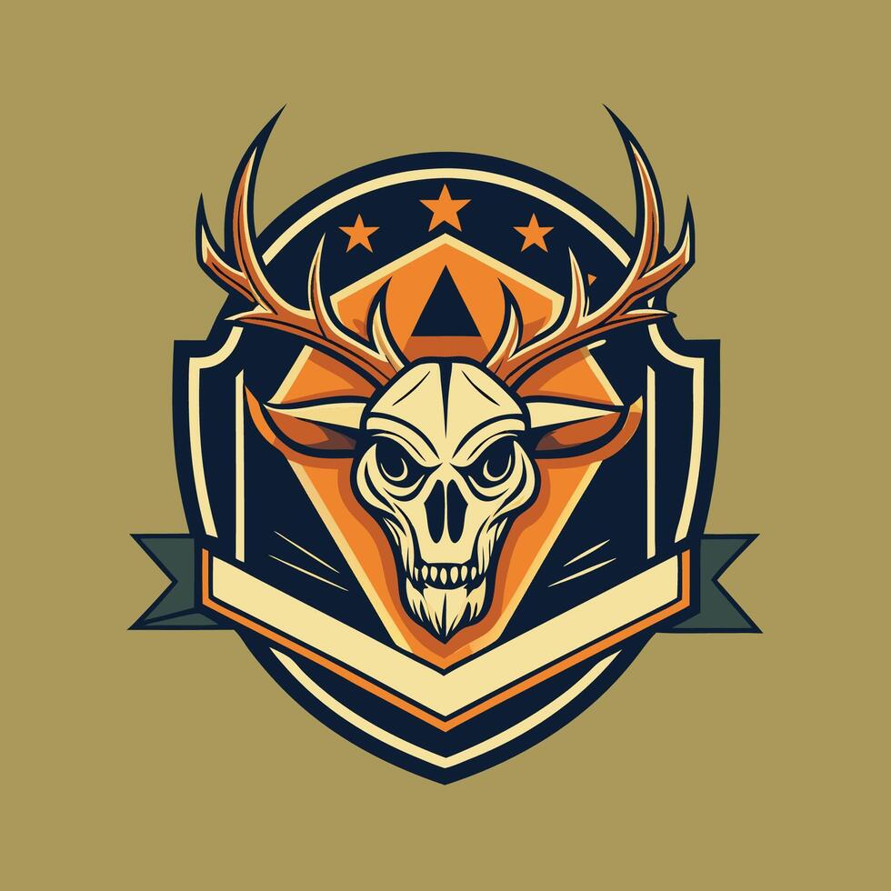 Vintage Deer Skull Badge Template for Outdoor and Hunting Enthusiasts vector