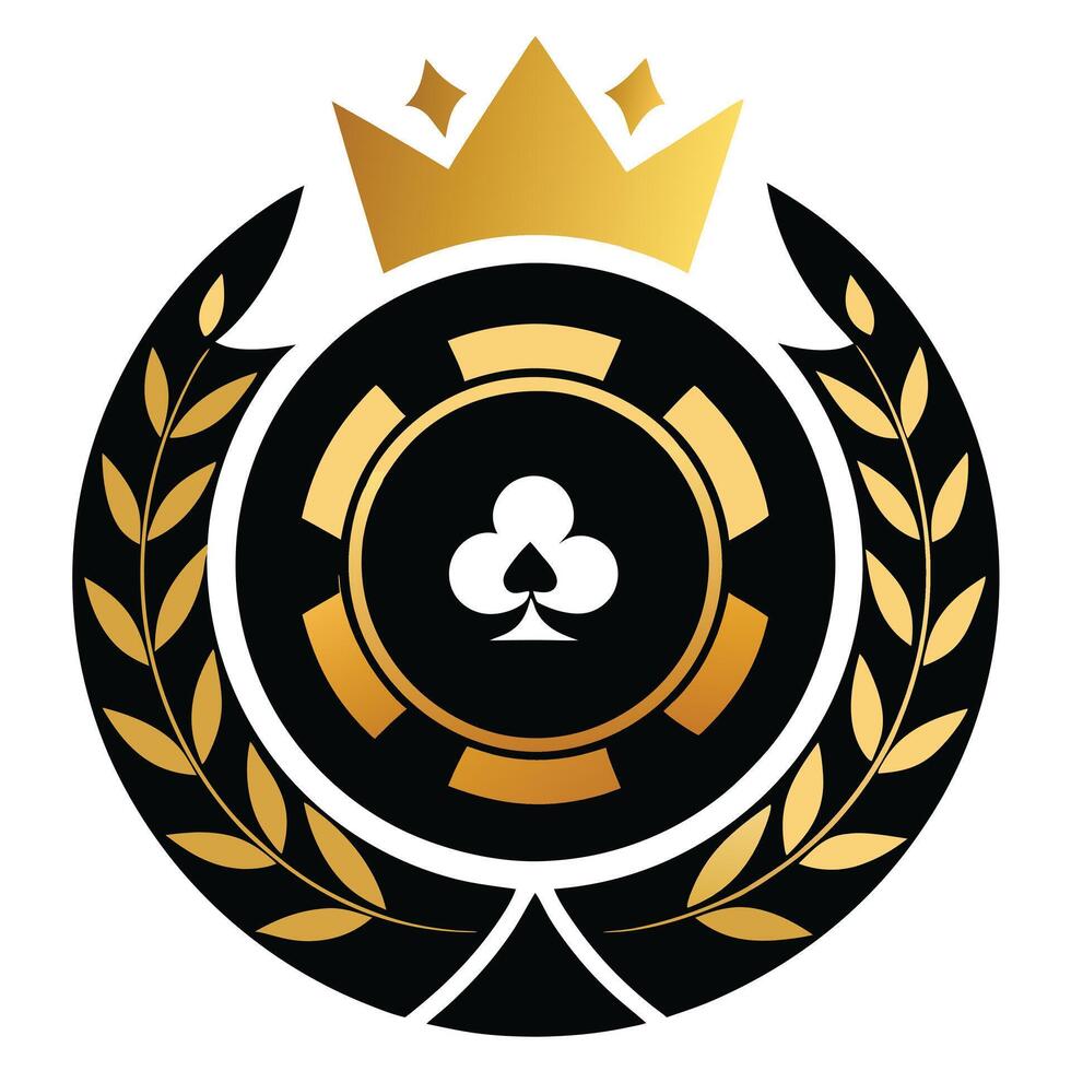 Luxurious and Sophisticated Black and Gold VIP Poker Chip in a Golden Frame vector