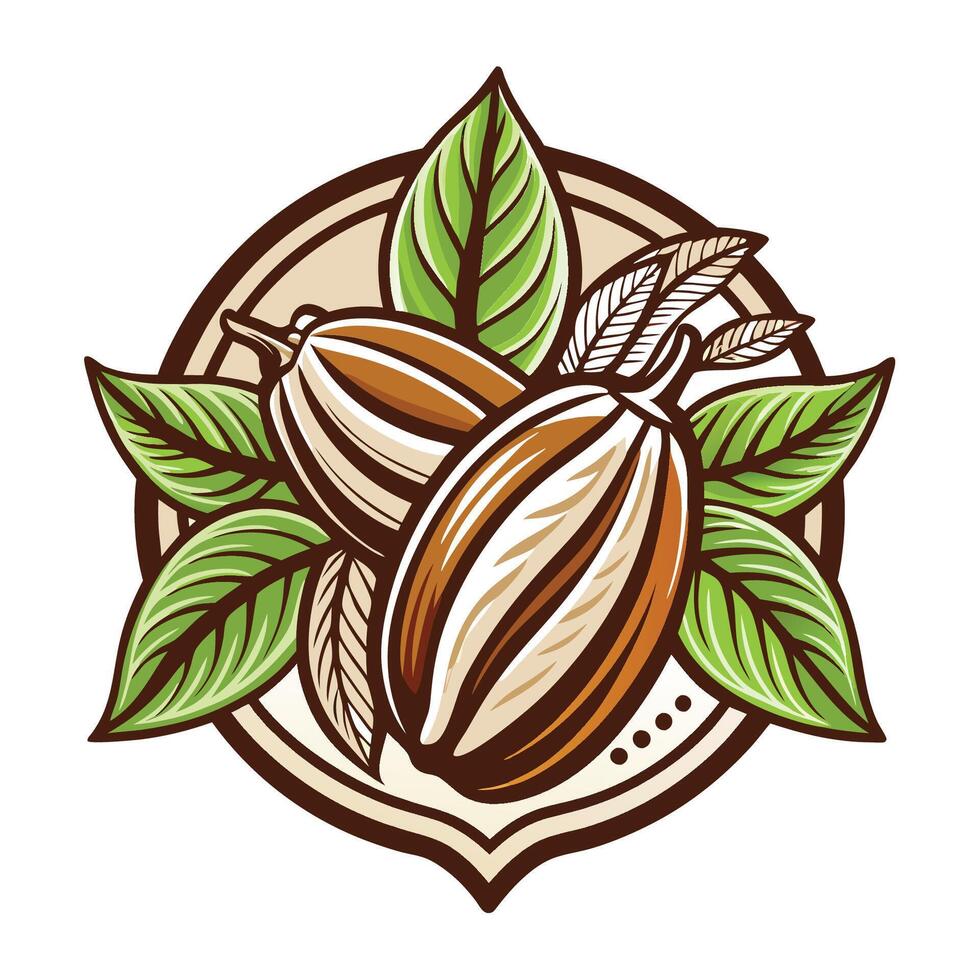 Hand Drawn Cocoa Beans Logo Illustration for Chocolate Branding vector