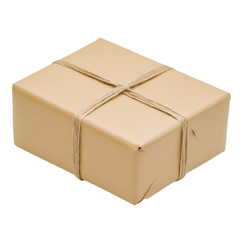 Simple Brown Package Wrapped with Twine String png