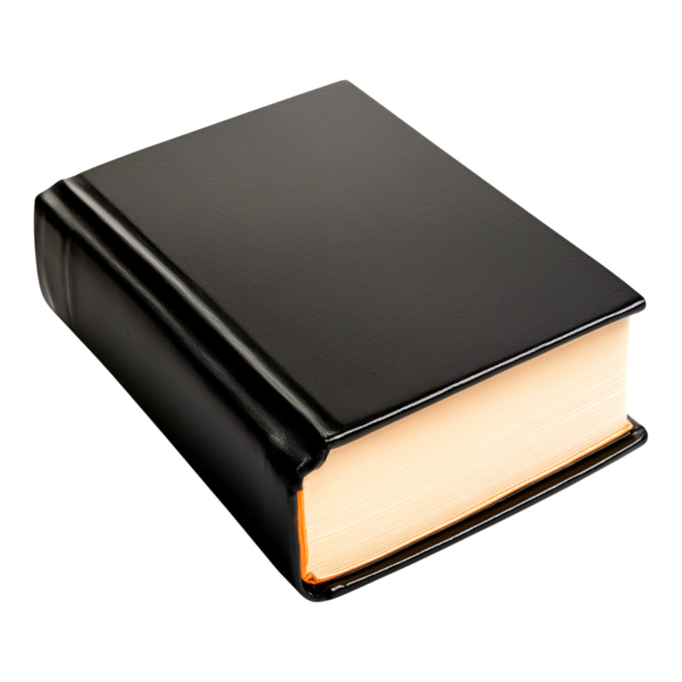 Black Leather-Bound Book on with Blank Cover and Gold Edges png