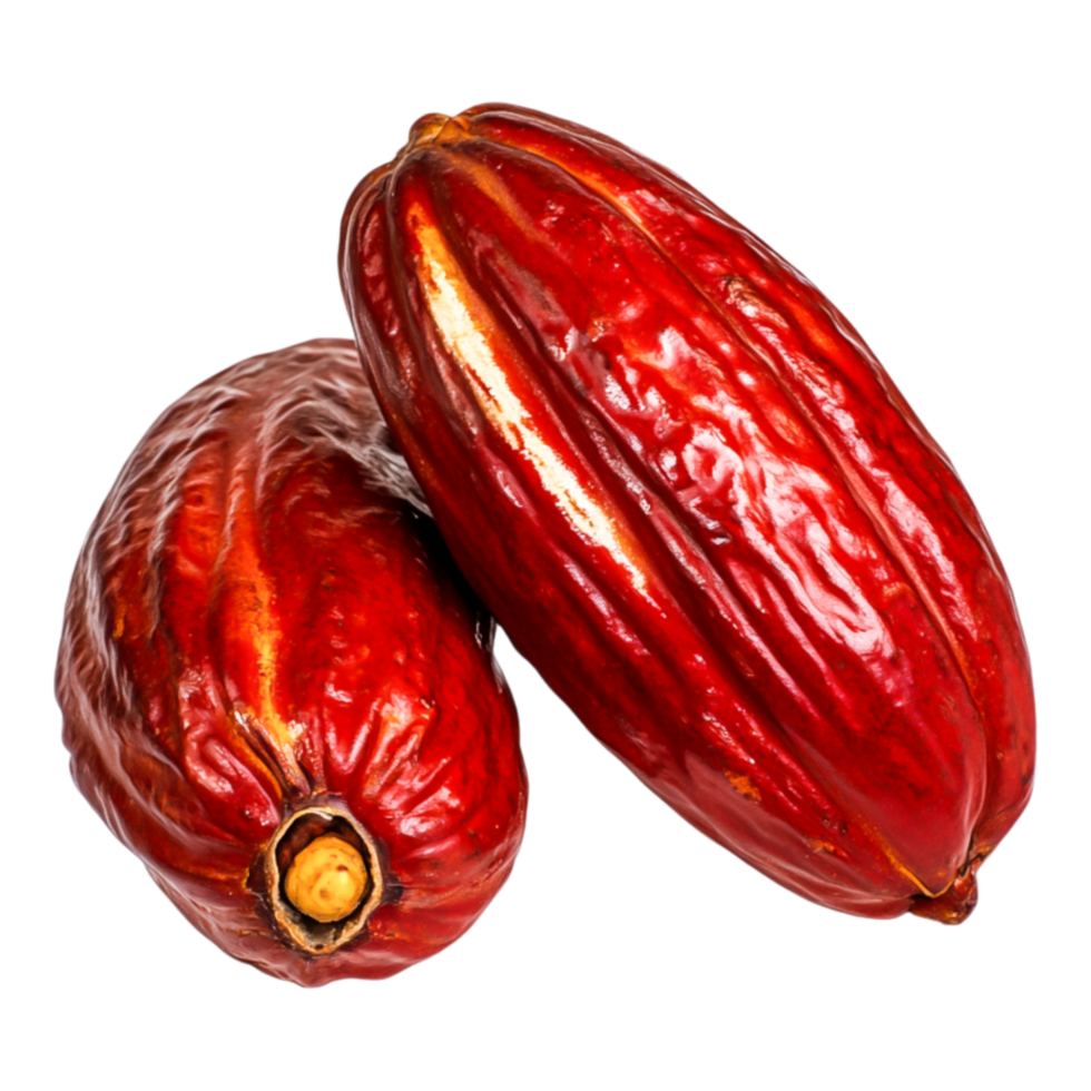 Red Cocoa Pods Showcasing Natural Texture and Color png