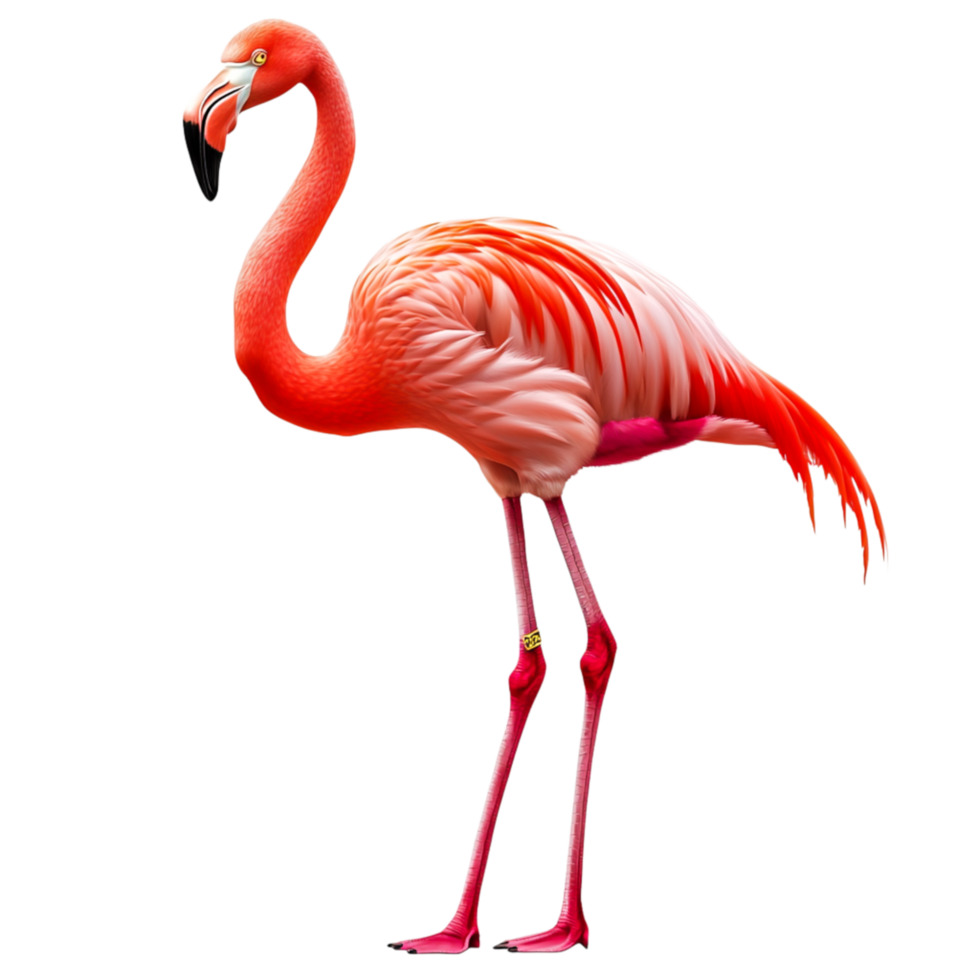 Vibrant Flamingo Standing Gracefully on One Leg in Bright Pink Plumage png