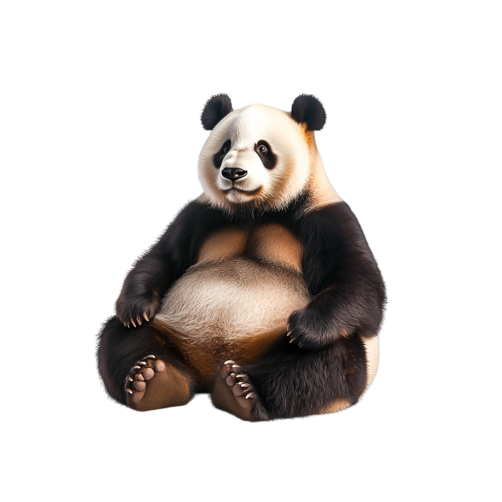 Adorable Giant Panda Sitting with Calm Expression in Natural Habitat Scene png