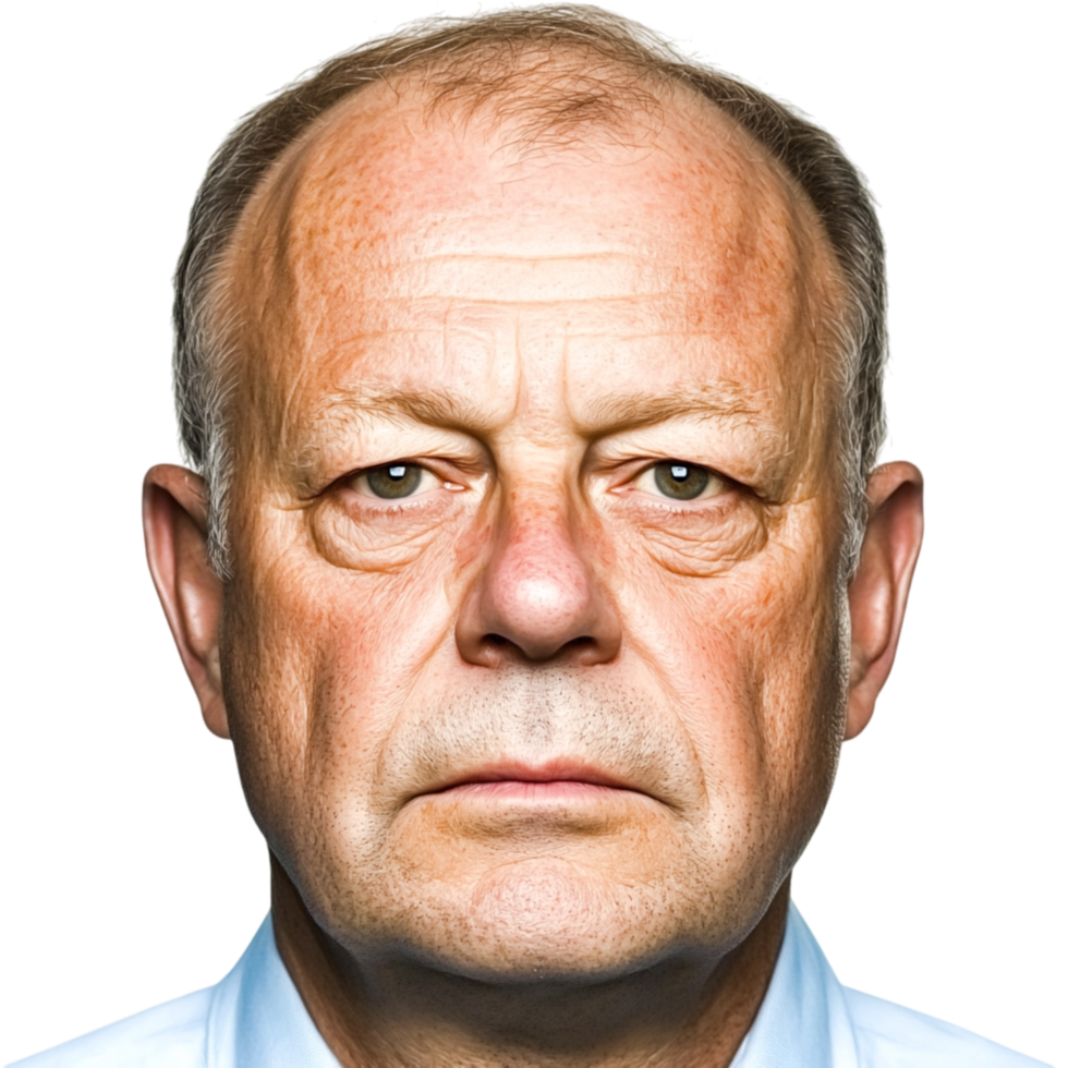 Serious Senior Man with Gray Hair and Focused Expression on Plain Background png