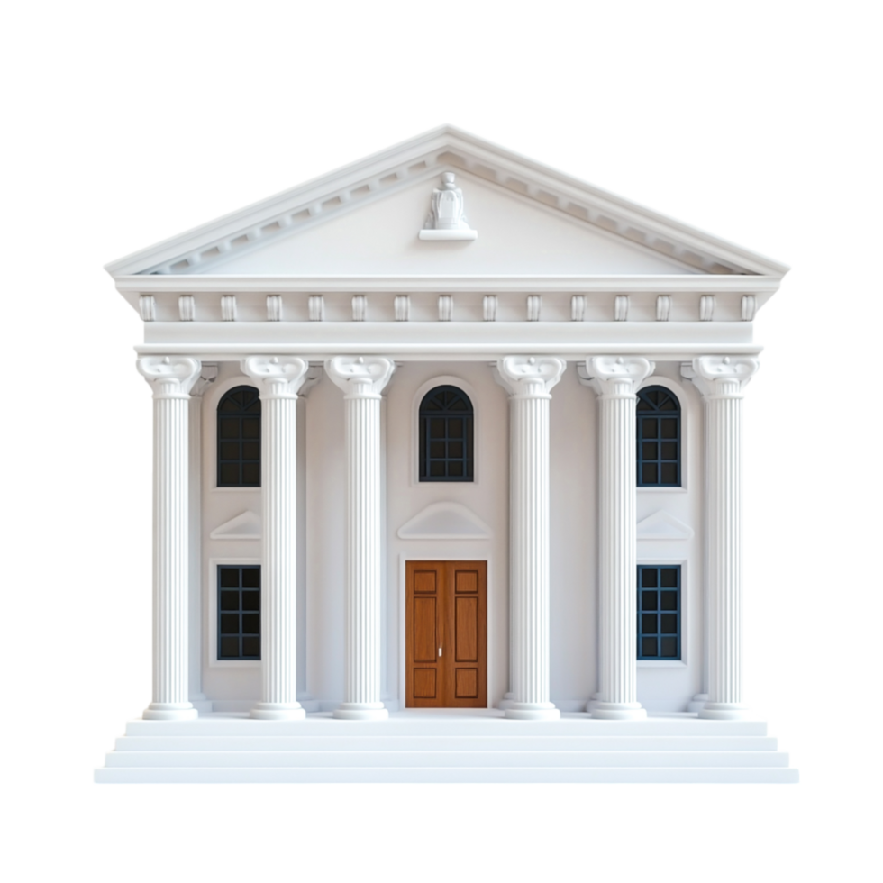 Classic White Courthouse with Columns and Doorway Against png