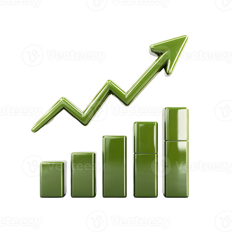Visual representation of business expansion with financial improvement elements in 3D png