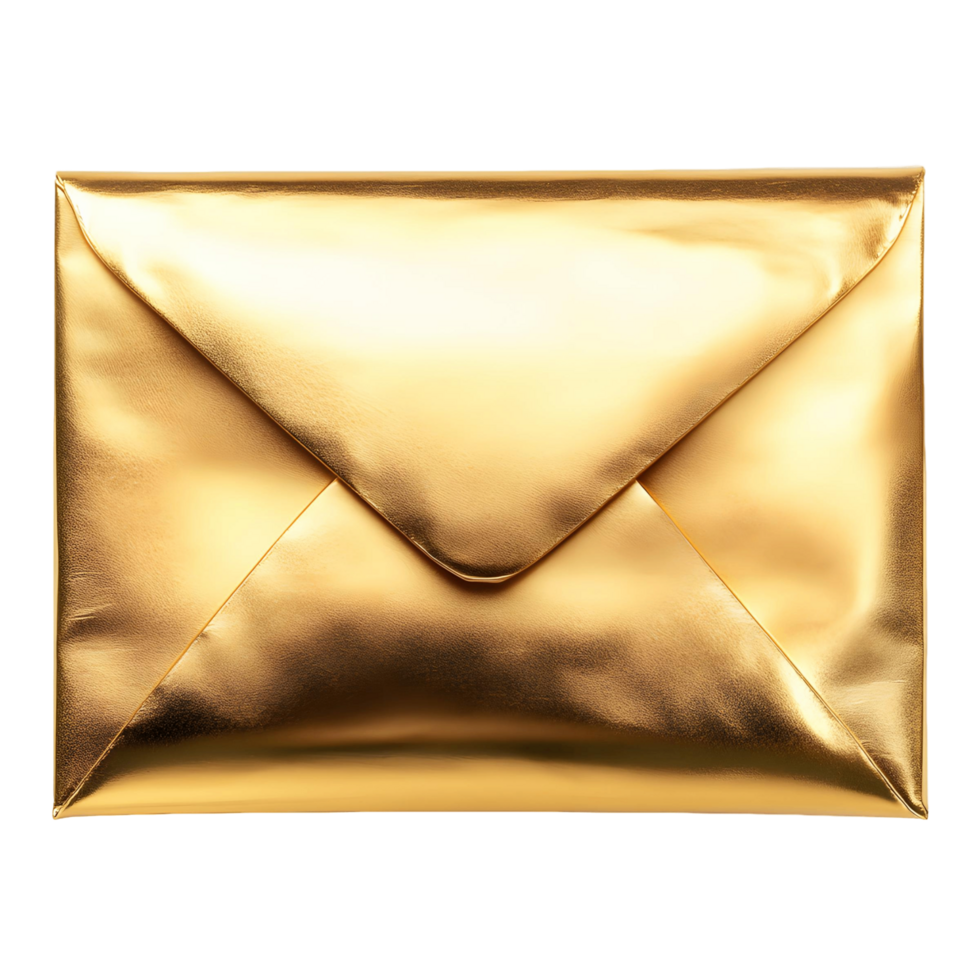Luxurious gold envelope with a radiant metallic finish for premium invitations png