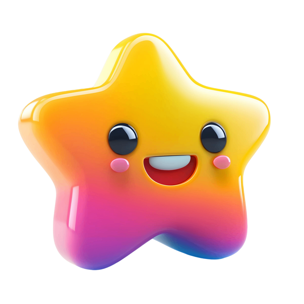 Golden 3D emoji star glowing with a sleek and modern color transition png