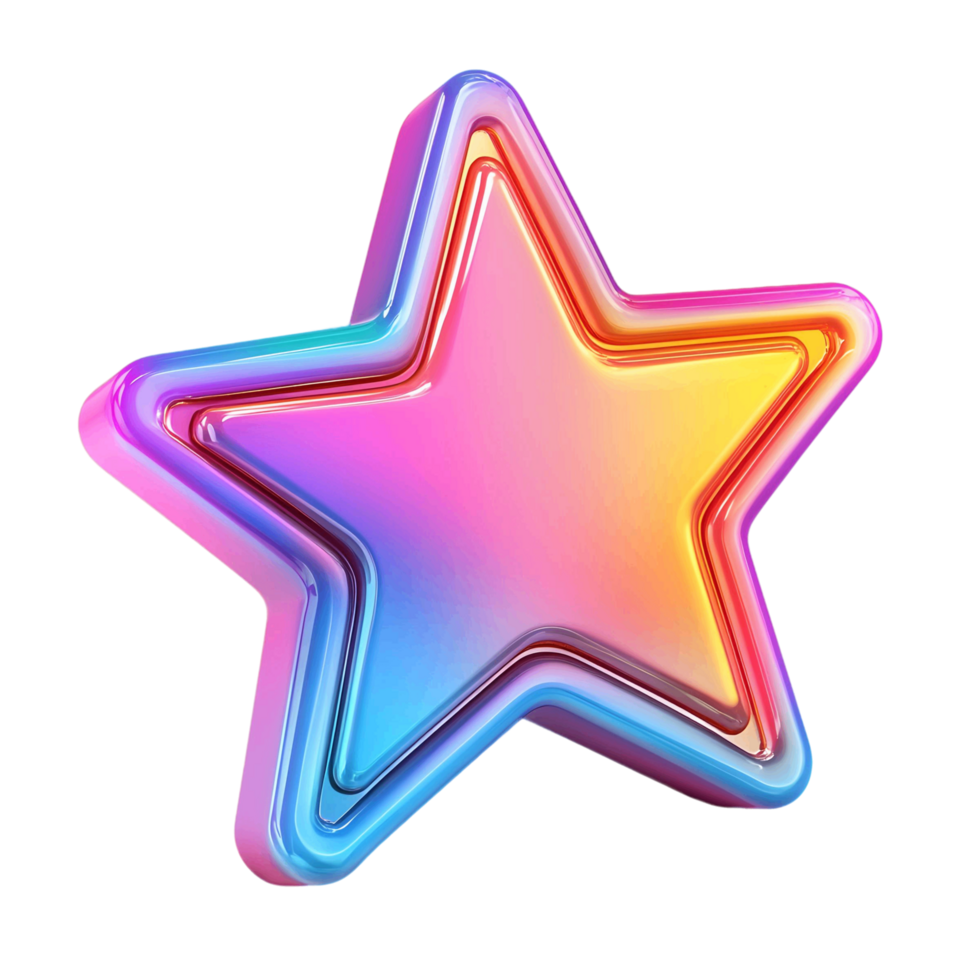 Radiant 3D star emoji with a bright gradient transitioning from gold to orange png