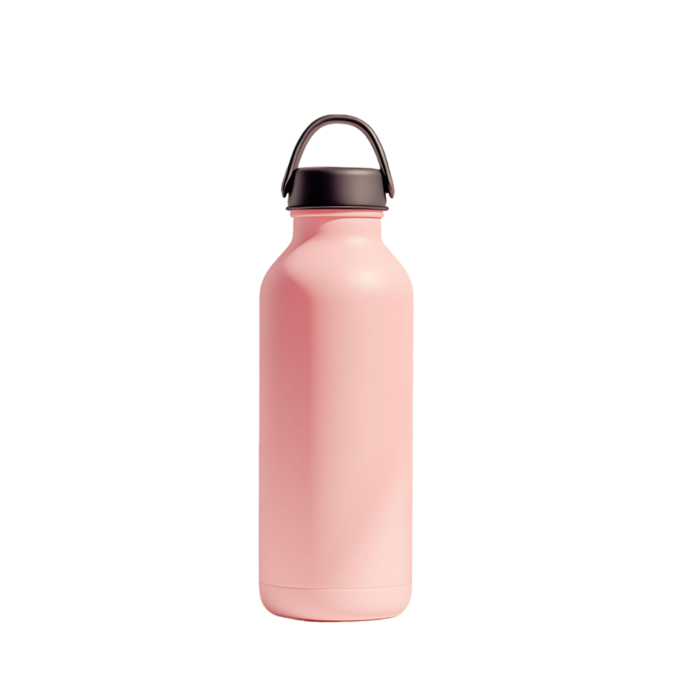 Pink Water Bottle with a Black Handle png