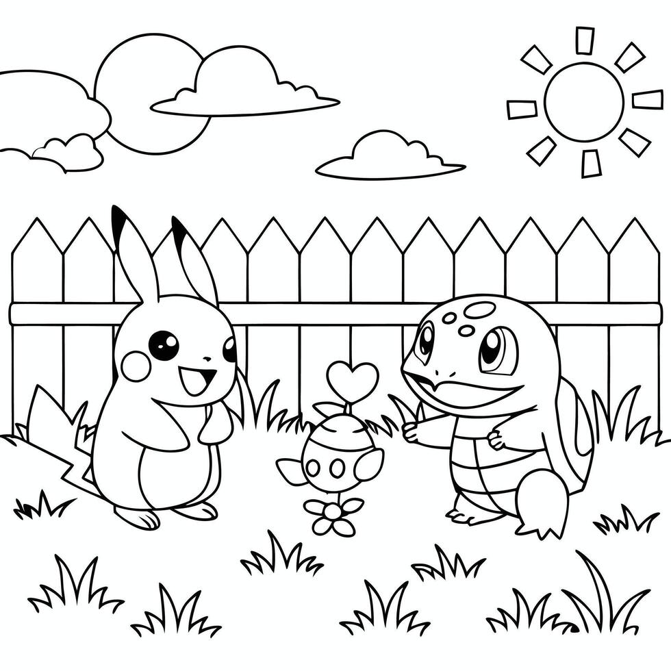 Charmander, Pikachu, and Bulbasaur. vector