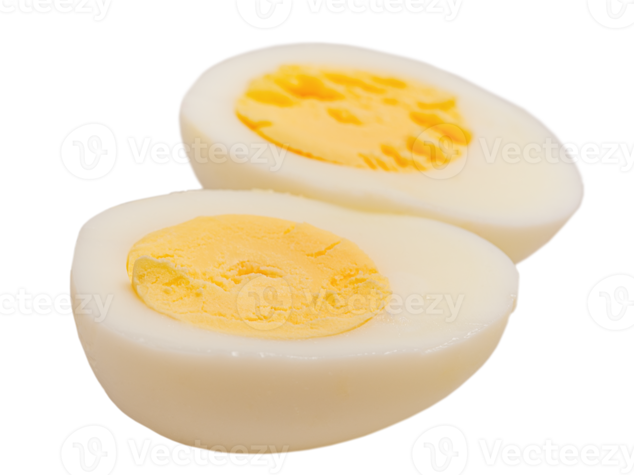 Boiled egg cut into two parts isolated. png