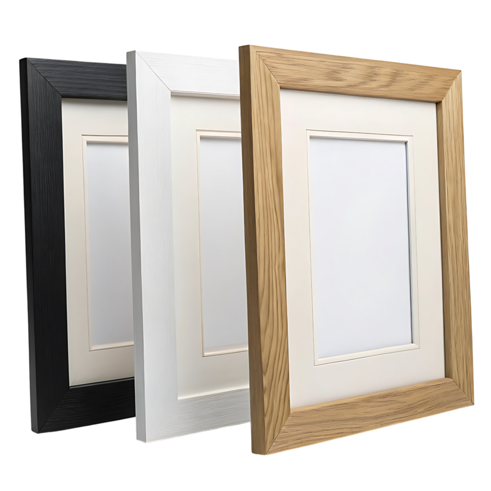 Three different wooden frames with different colors png
