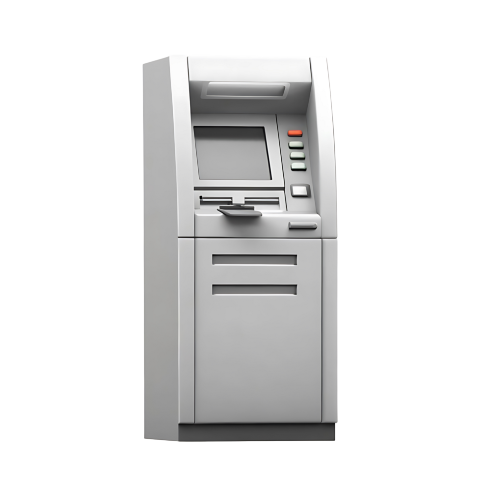 Modern ATM Machine Isolated on transparent Background 3D Render Banking Finance Technology Automated Teller Machine Cash Withdrawal Deposit Transaction Money png