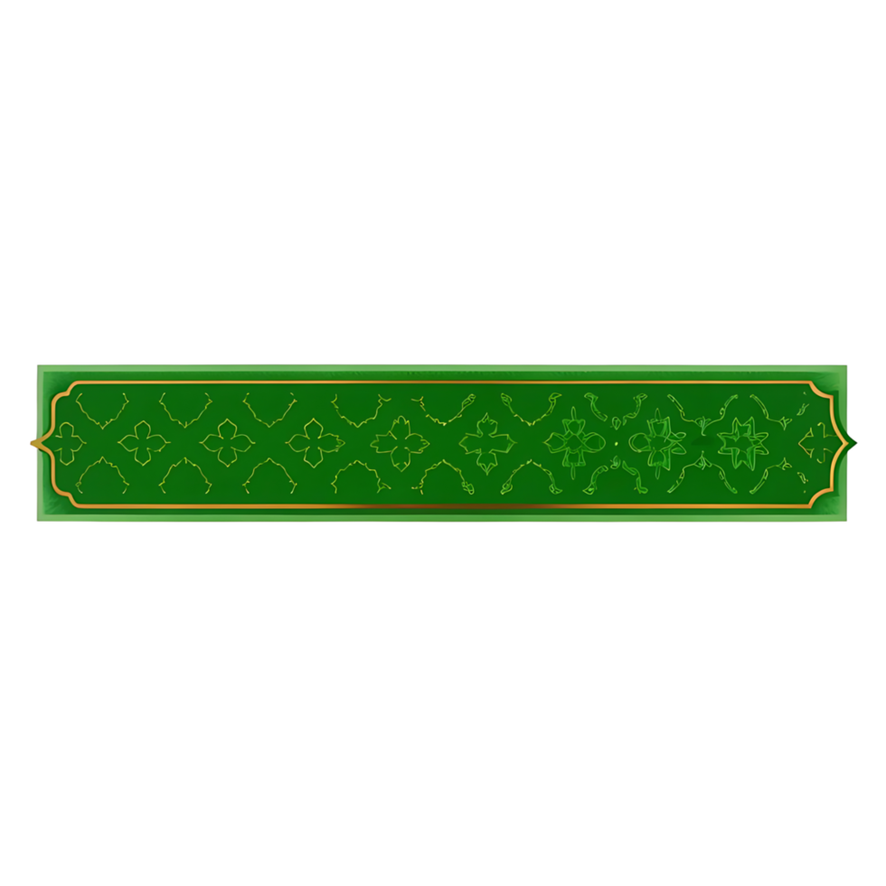 Elegant Green and Gold Decorative Banner with Intricate Floral Pattern Design Element for Website Header or Social Media Post png