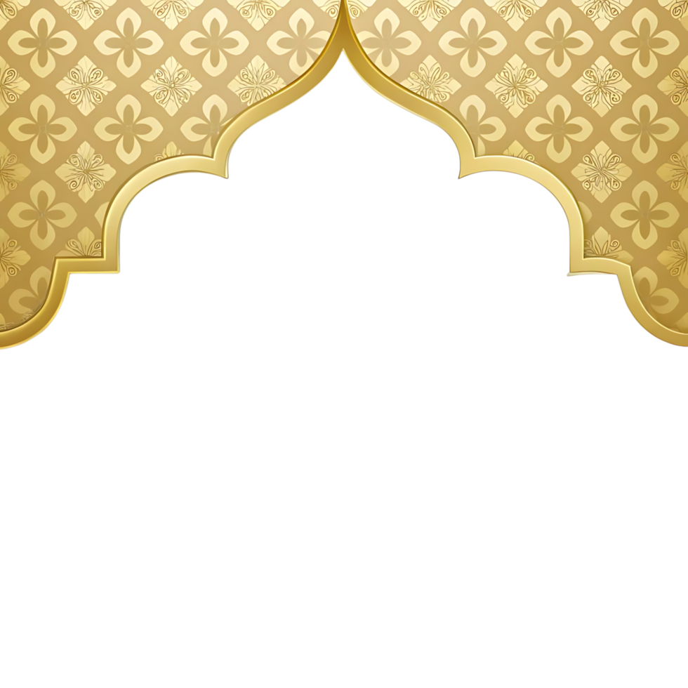 Elegant Golden Arch Frame with Intricate Floral Pattern Background Design for Invitation Cards or Certificates png