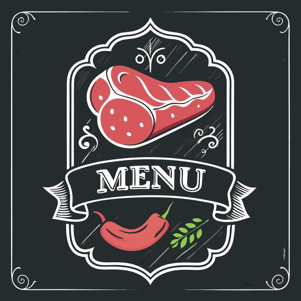 Rustic Chalkboard Meat Menu Template for Restaurants and Pubs vector