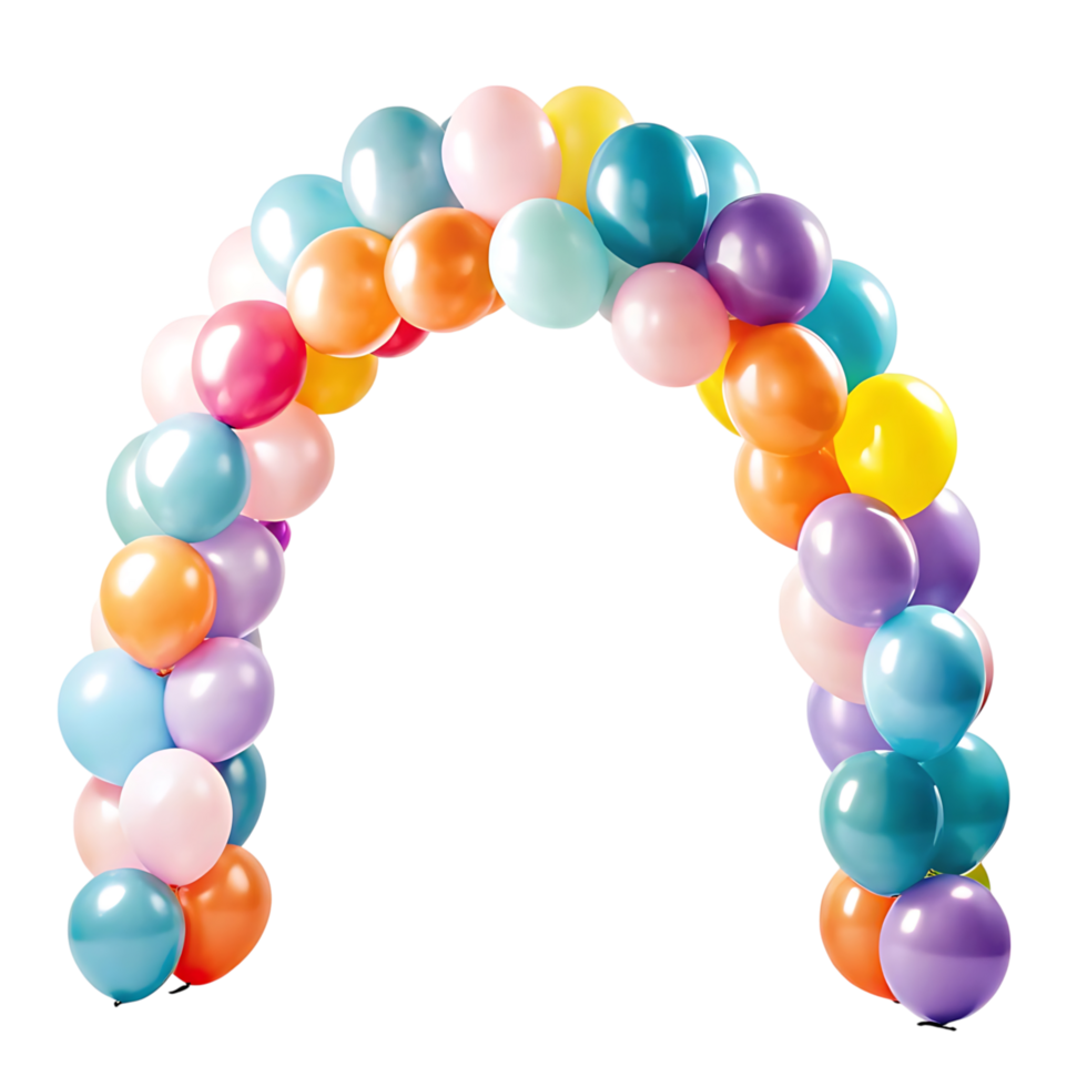 A colorful balloon arch with many different colored balloons png