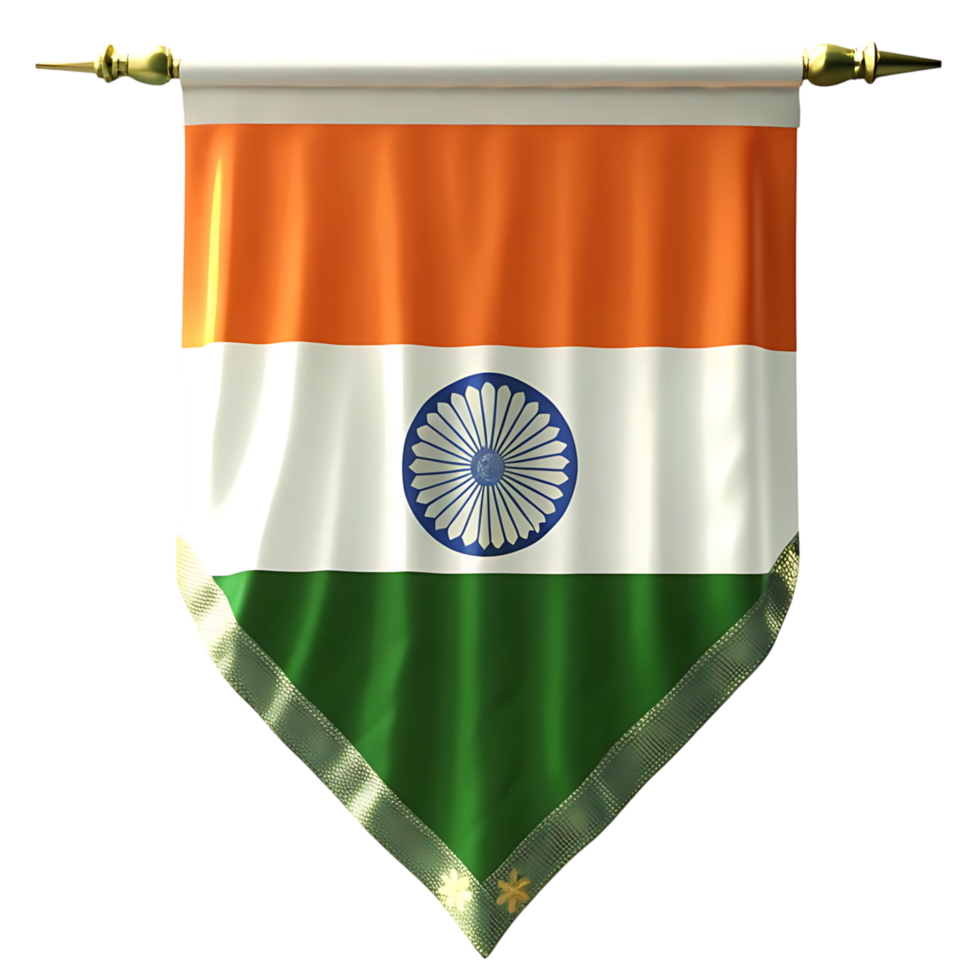 Indian Flag Pennant Hanging on Gold Holders National Symbol of India png