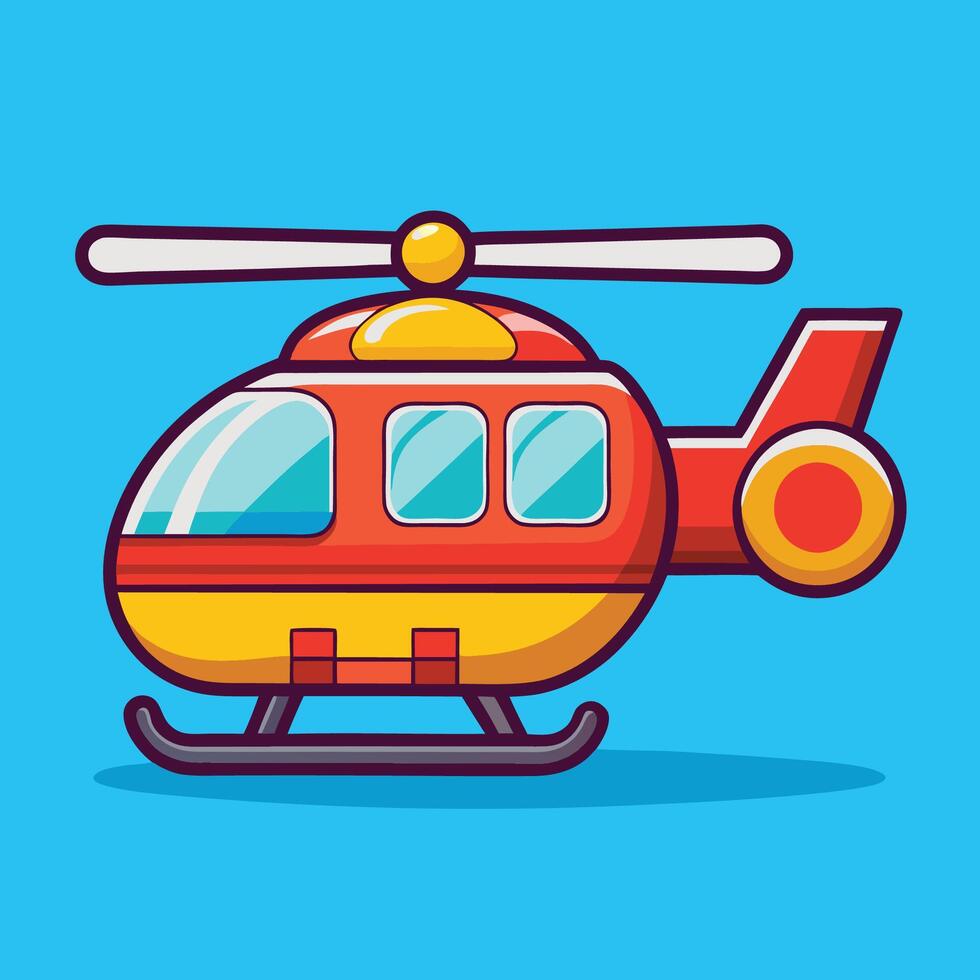 Cartoon Helicopter Icon for Air Transportation Illustration vector
