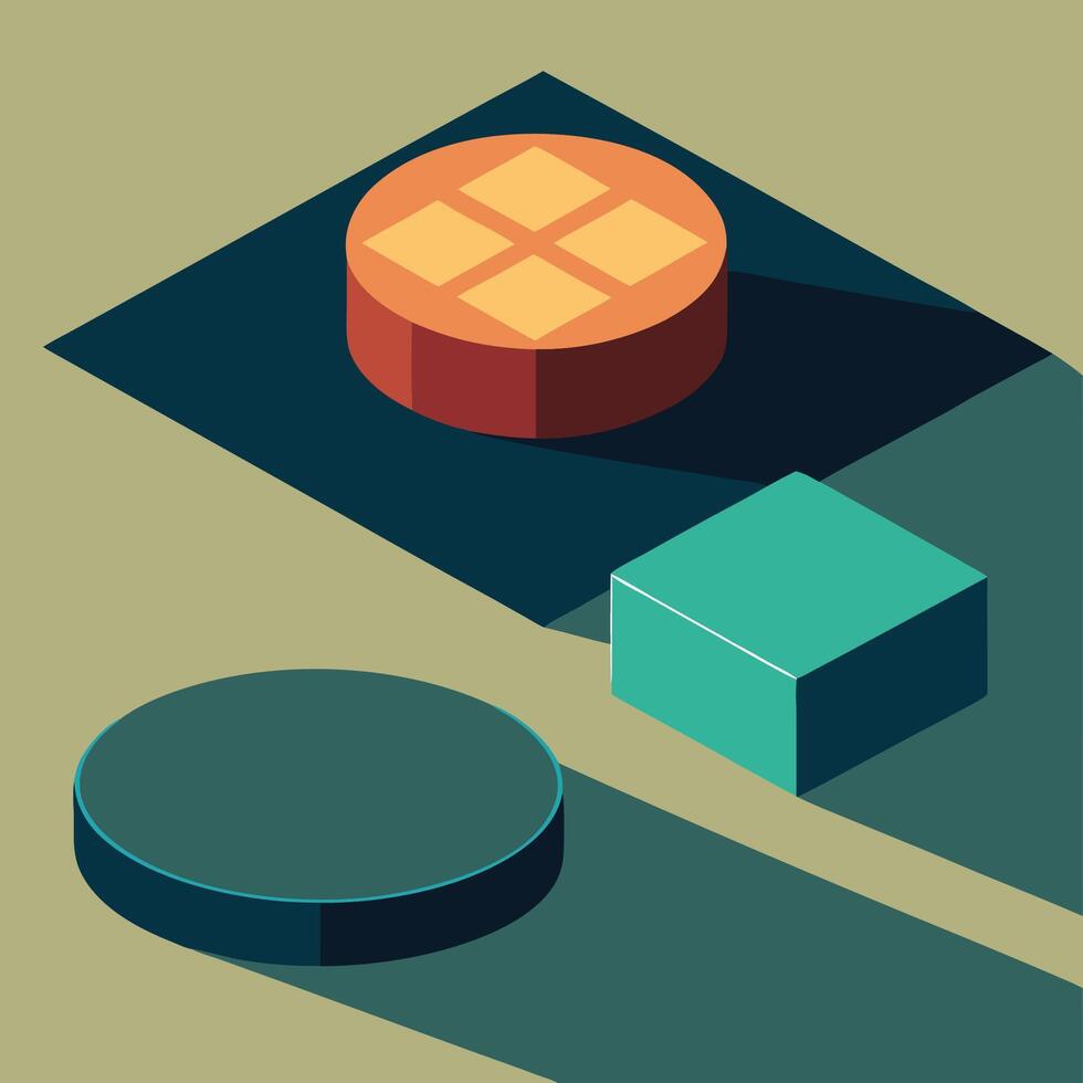 Isolated Round and Square Floor Surfaces with Transparent Shadows for Architectural Visualizations vector