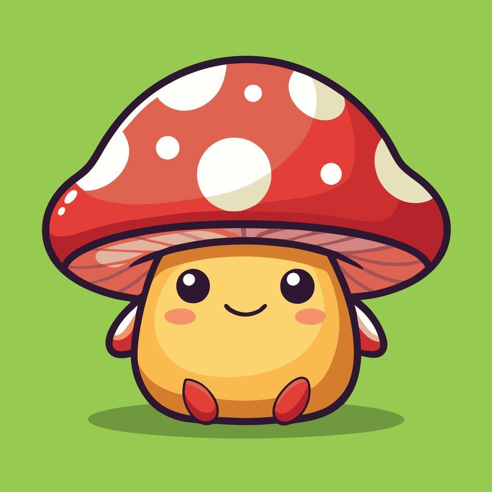 Delightful Cartoon Illustration of a Happy and Cheerful Mushroom vector
