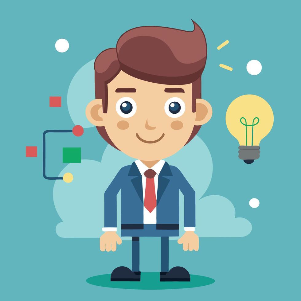 Creative Man Sparking With a Brilliant Idea Cartoon Illustration vector