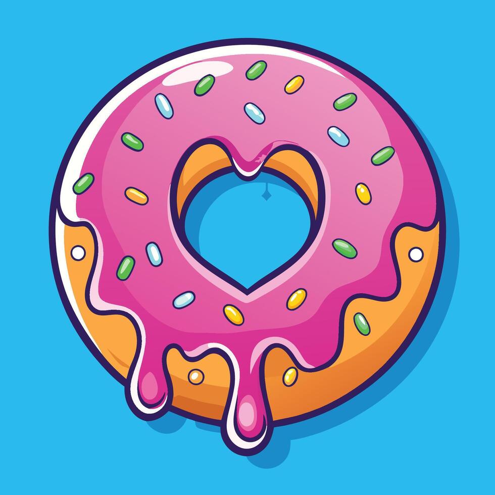 Adorable Doughnut Icon with Melted Cream and a Heart Shape vector