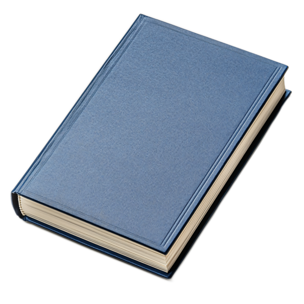 Blue Hardcover Book with Blank Cover and Pages for Educational Use png