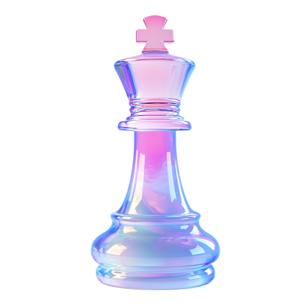 Elegant Glass Chess King Piece with Soft Pastel Colors in a Modern Design png