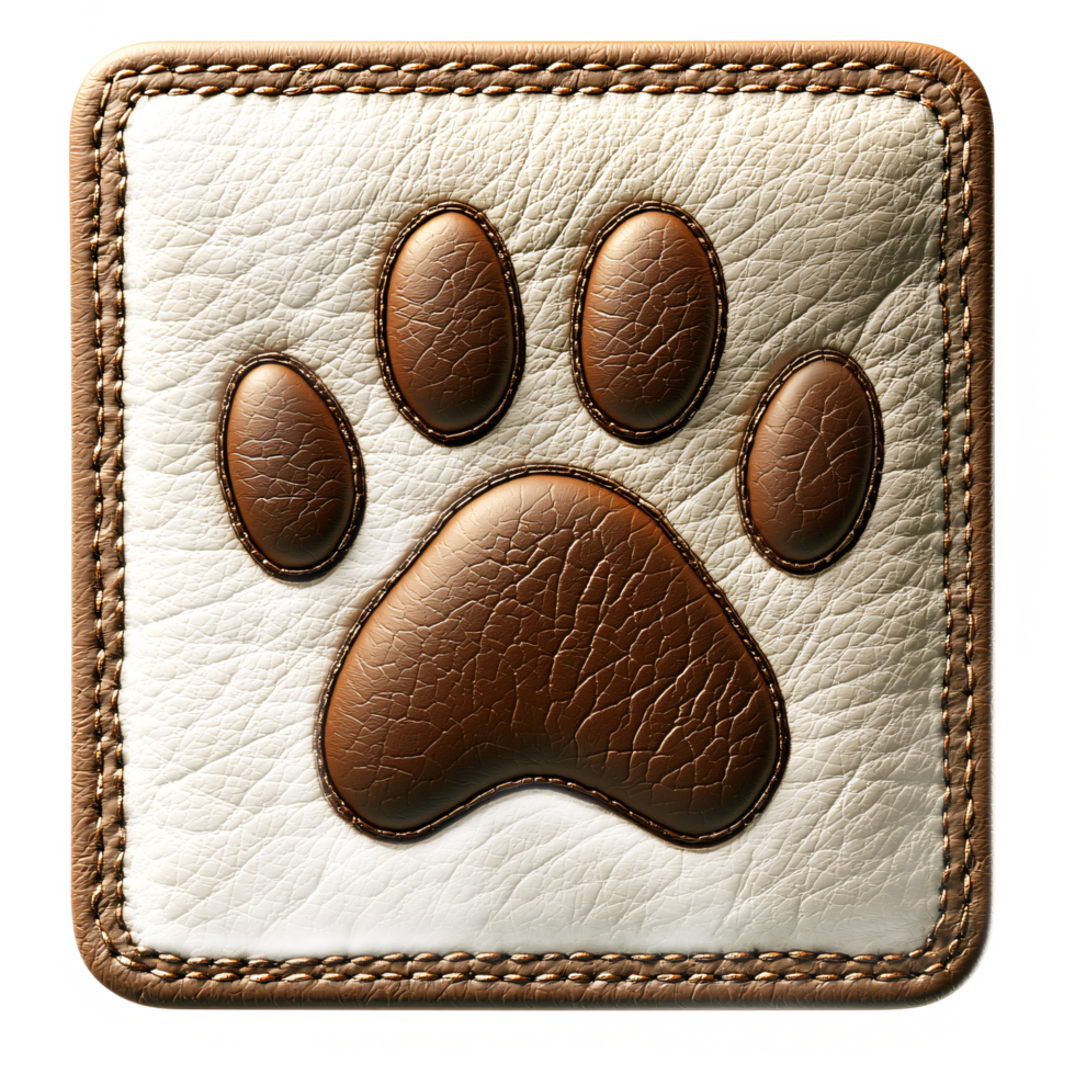 leather patch with a textured paw print design png