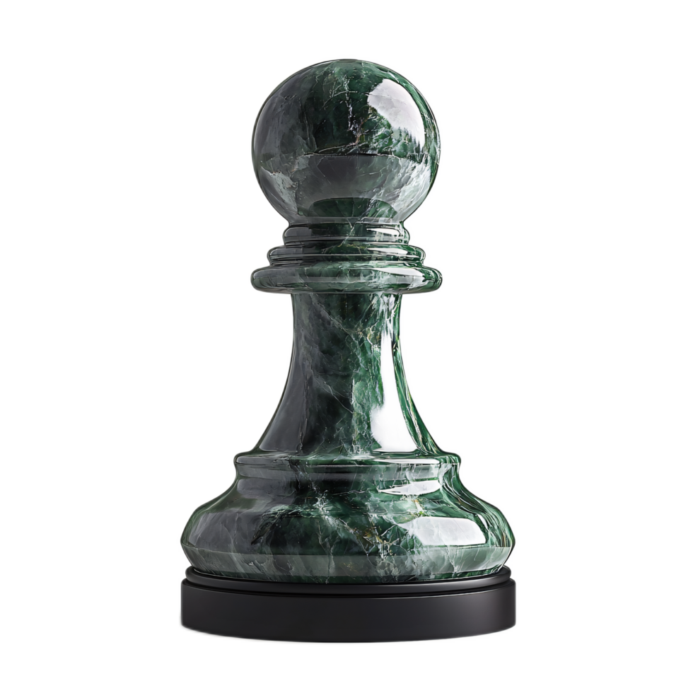 Elegant Green Marble Chess Pawn Piece on Black Base for Classic Game of Strategy png