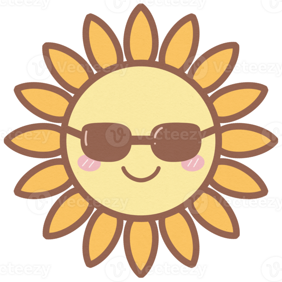 Cute Sun Wearing SunGlasses Summer Element png